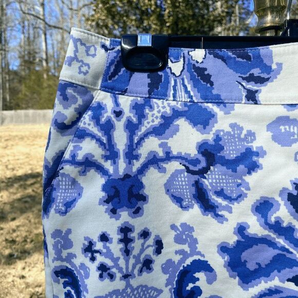 Merona Blue Damask Cotton Stretch Pencil Skirt - Picture 3 of 6